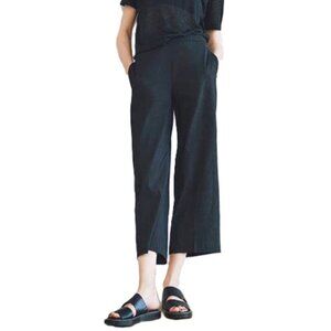 Theory Linen Blend Eco Crunch Wash Cropped Pants 10 High Rise Lagenlook Office